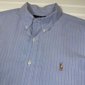 Ralph Lauren Classic Fit‎ Long Sleeve Button Up Shirt Men's XL Blue Stripes GUC